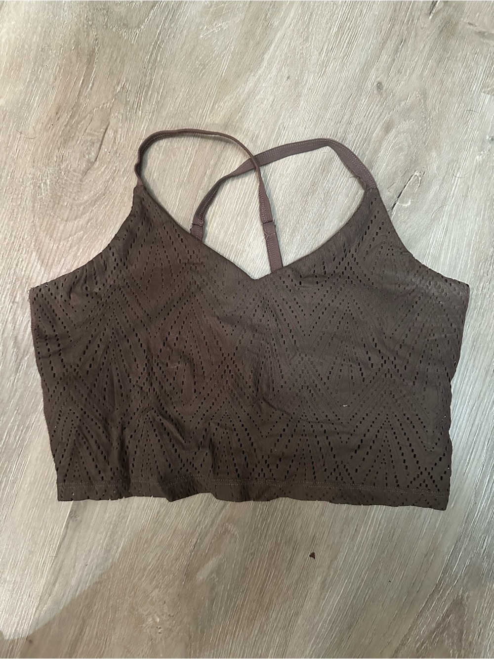 Beyond Yoga Brown Eyelet Cropped Camisole